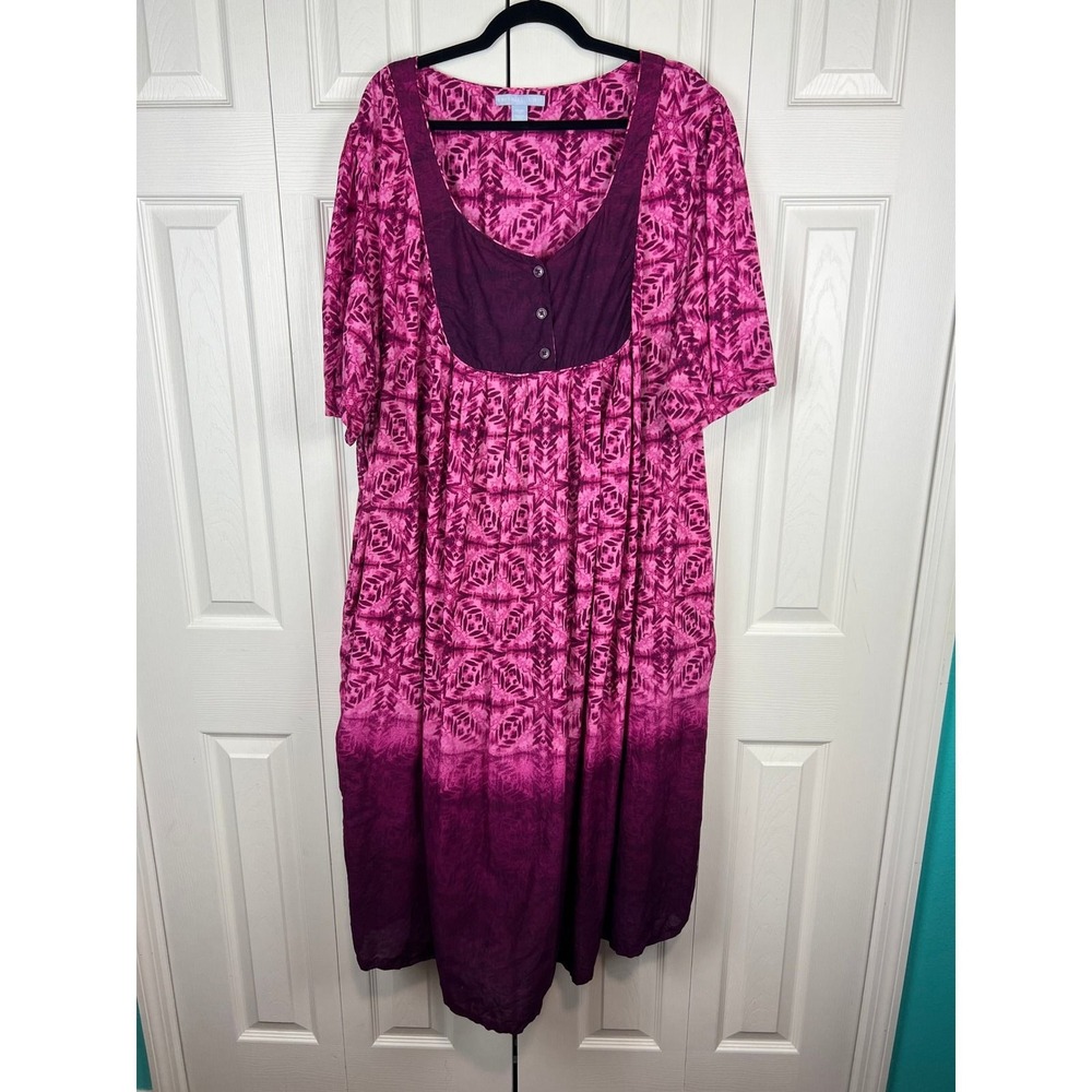 Only Necessities Maxi Muumuu Dress Boho Cottagecore Minimalist Pink Cotton 4X
